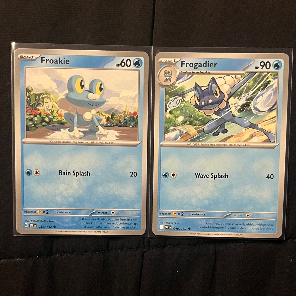 POKEMON CARDS - FROAKIE #39/142 & FROGADIER #40/142 - BOTH IN MINT CONDITION!